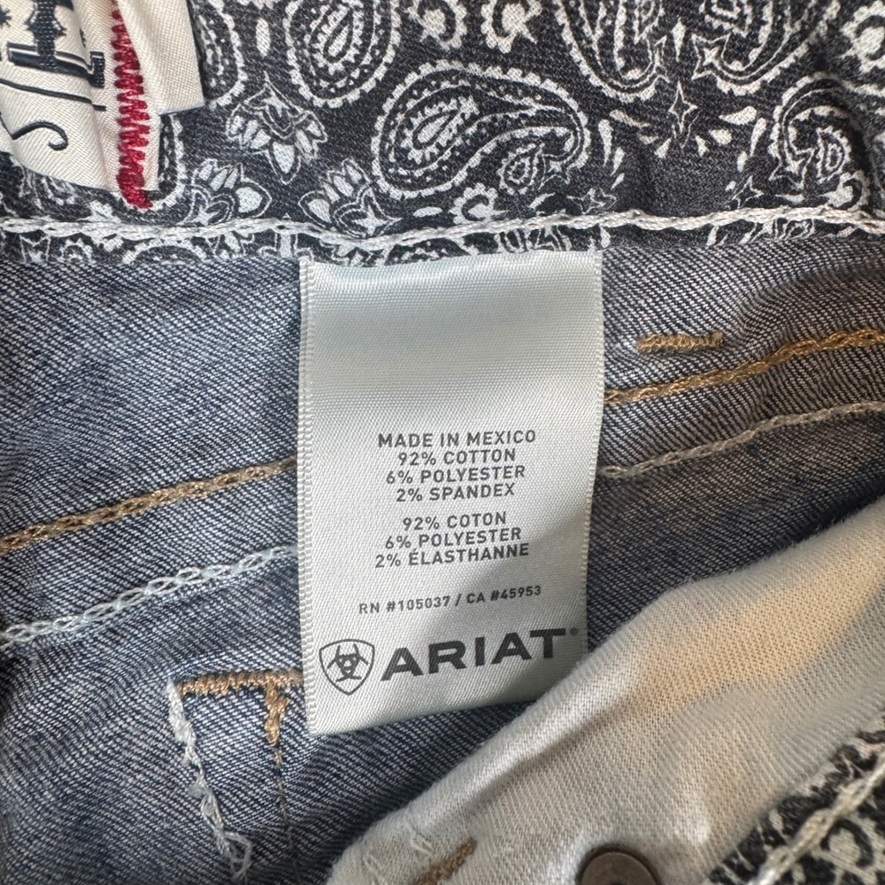 Ariat REAL Denim Women 30R Medium Wash Bootcut Western Jeans Paisley Trim - Picture 8 of 14